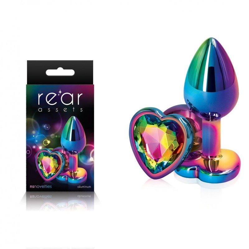 Rear Assets Multicoloured Butt Plug - Small (Heart Rainbow Gem)